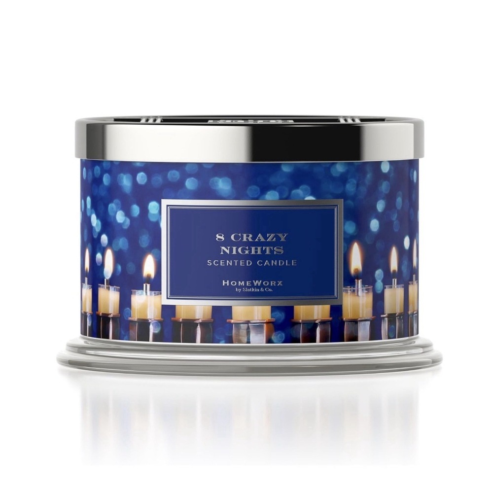 HomeWorx 8 CRAZY NIGHTS Candle 18oz, 4 wick Harry Slatkin Hanukah Winter New